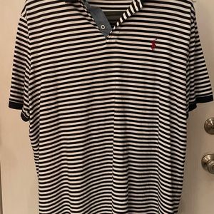Ralph Lauren Polo Men’s XL Navy Blue and White Stripe Collar Shirt